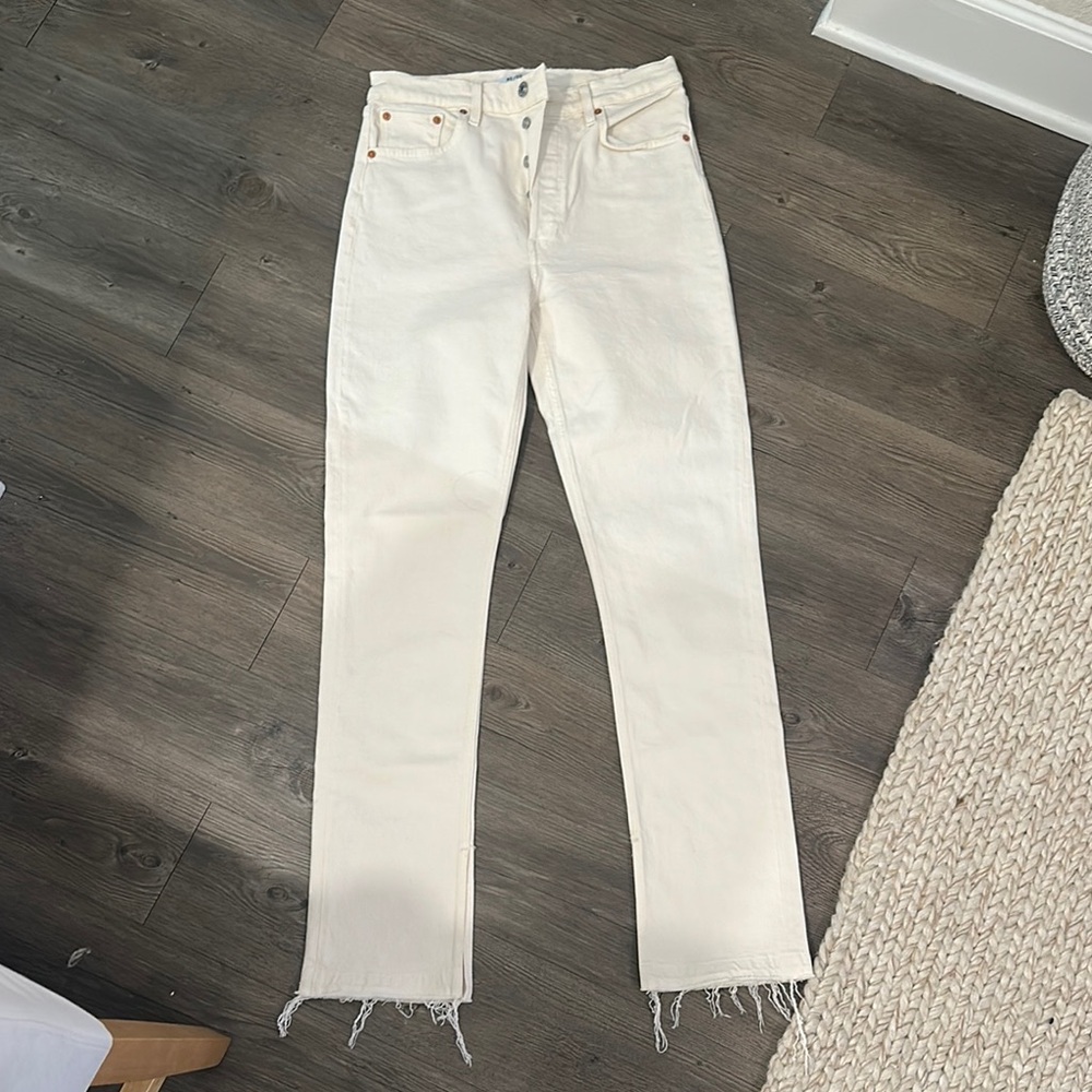 Women's White/Cream Jeans Split Hem XLong
